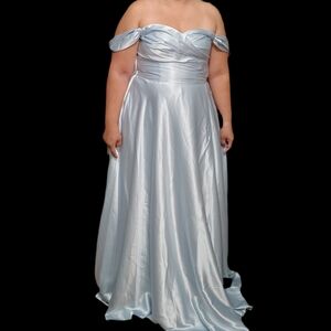 Elegant Off-Shoulder Light Blue Gown